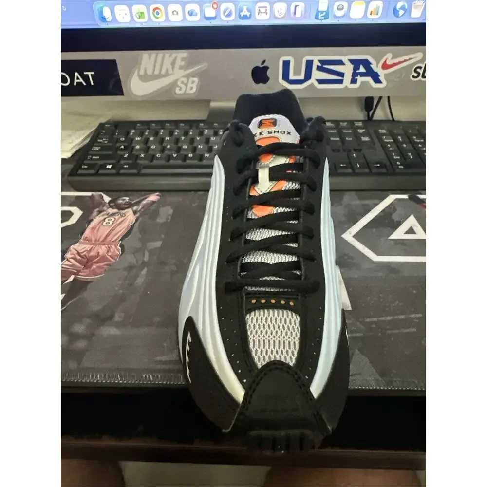 New Women's Size 9 Nike Shox R4 Blue Tint Orange AR3565-401